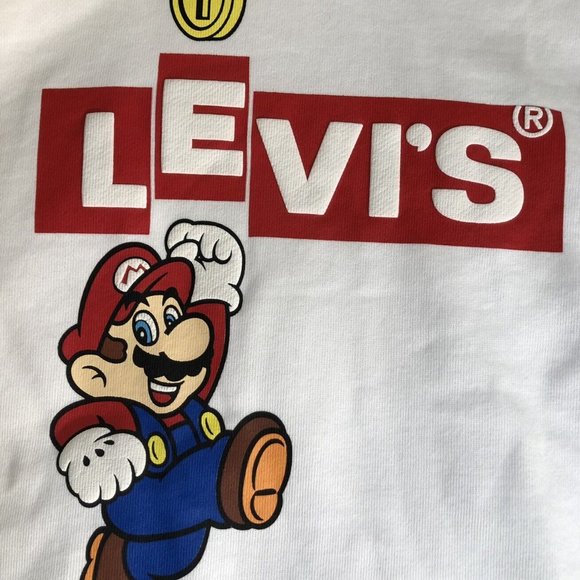 Levi's x Nintendo Super Mario Bros Graphic Sweatshirt Hoodie White Small… - Picture 7 of 15